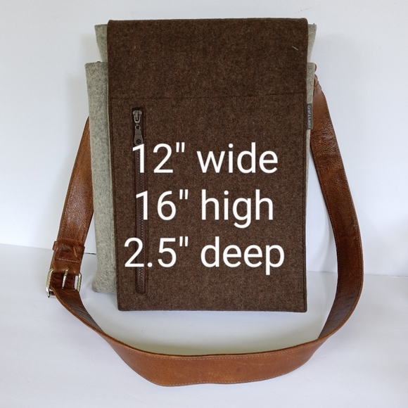 Graf Lantz Merino Wool Felt Messenger Bag - Grey & Brown - Picture 15 of 15